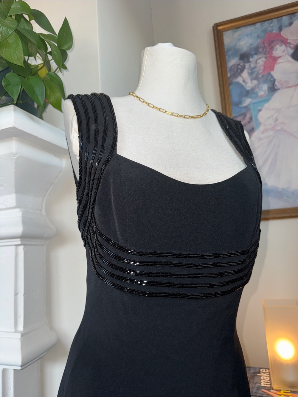 Black Sequin Strap Mini Evening Dress